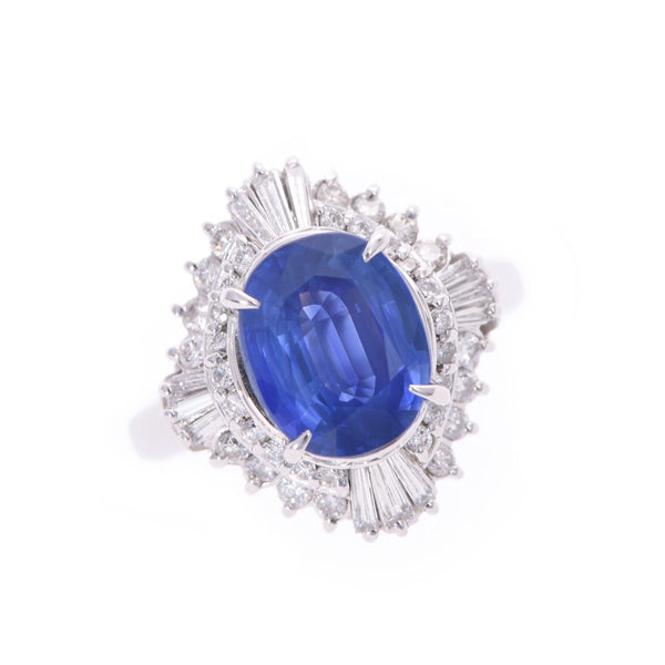 Others Sri Lanka Cornflower Blue Sapphire 4.26ct Diamond 0.496/0.29ct No. 12 Ladies Pt900 Platinum Ring/Ring A Rank Used Ginzo
