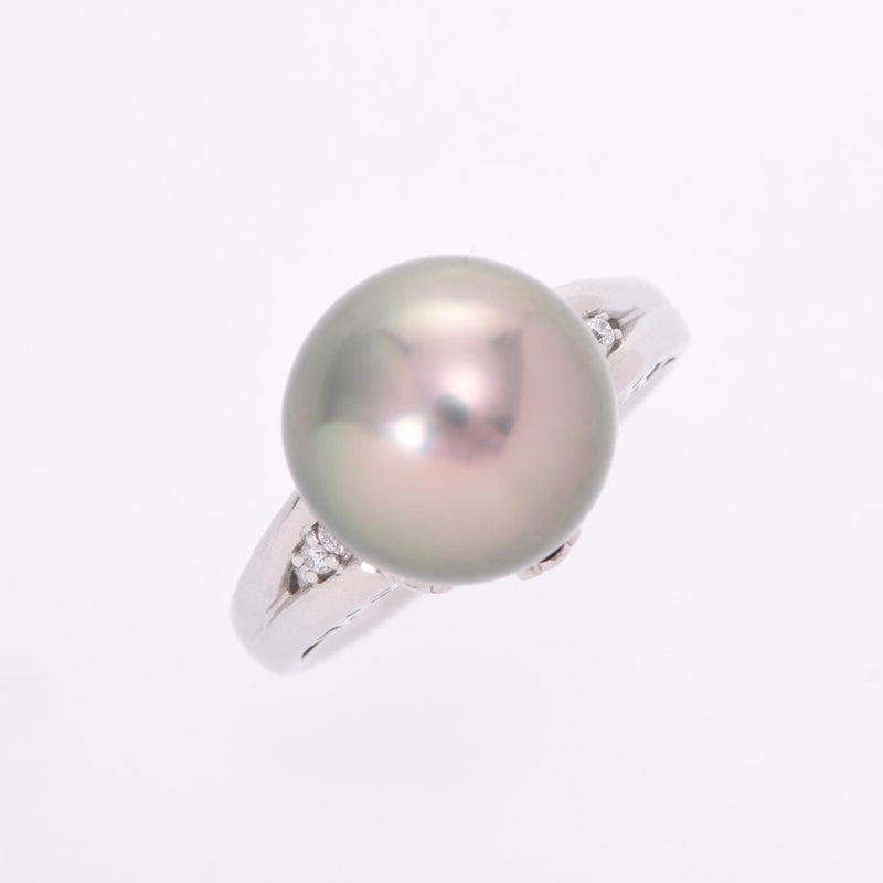 [Financial sales] Other Black Butterfly Pearl Diamond 0.06ct 13 Ladies PT900 Platinum Ring / Ring A Rank Used Silgrin