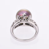 [Financial sales] Other Black Butterfly Pearl Diamond 0.06ct 13 Ladies PT900 Platinum Ring / Ring A Rank Used Silgrin