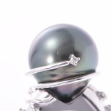 其他黑蝴蝶珍珠13.60-13.90mm钻石0.08ct 10.5女士K18杆戒指/环A级使用水池