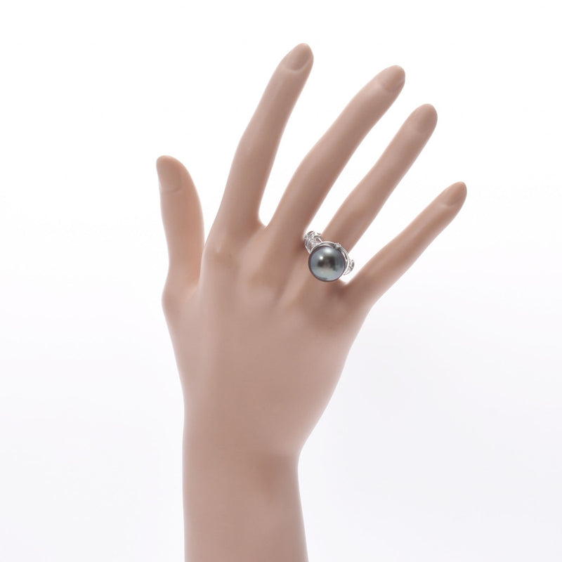其他黑蝴蝶珍珠13.60-13.90mm钻石0.08ct 10.5女士K18杆戒指/环A级使用水池