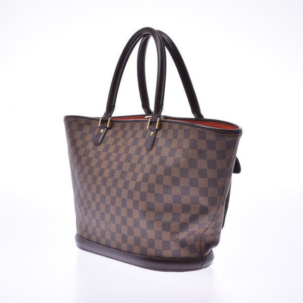 LOUIS VUITTON路易威登Damier Manosque GM棕色N51120女士Damier帆布皮革手提包A级二手Ginzo