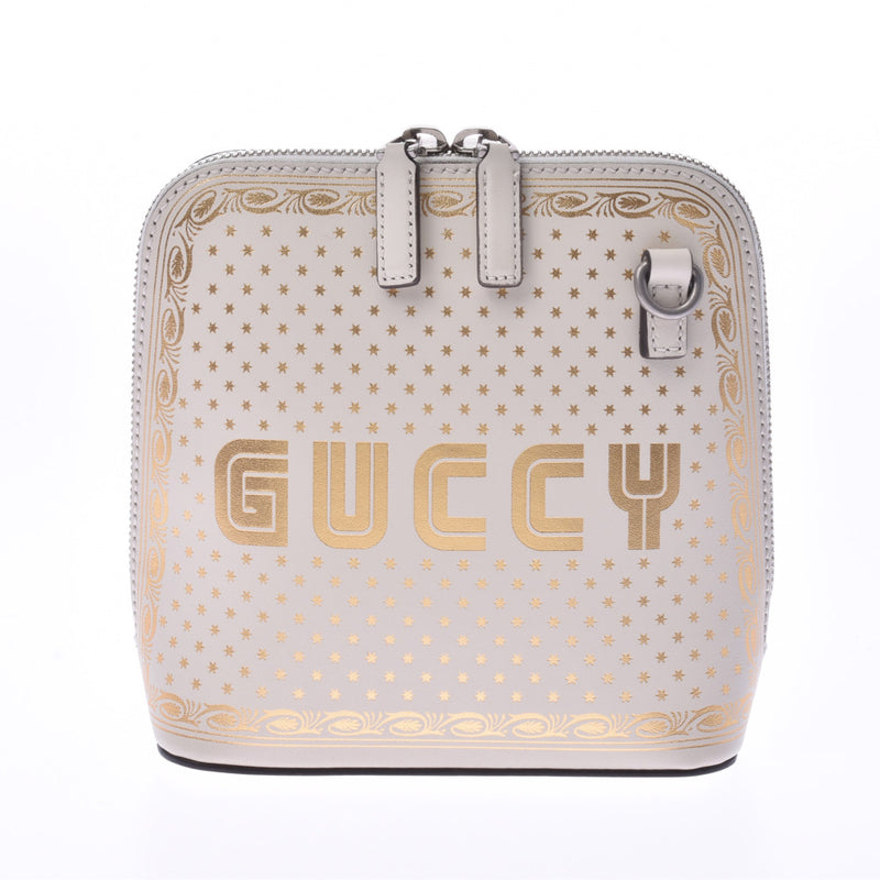 GUCCI GUCCY print mini shoulder ivory / gold 511189 ladies calf shoulder bag Shindo used Ginzo