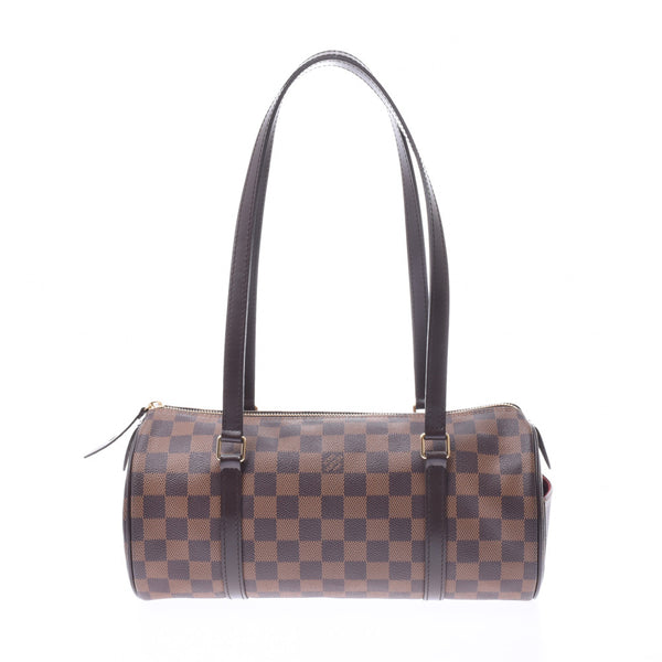 LOUIS VUITTON路易威登Damier Papillon棕色N41210女士Damier帆布皮革手提包A级二手Ginzo