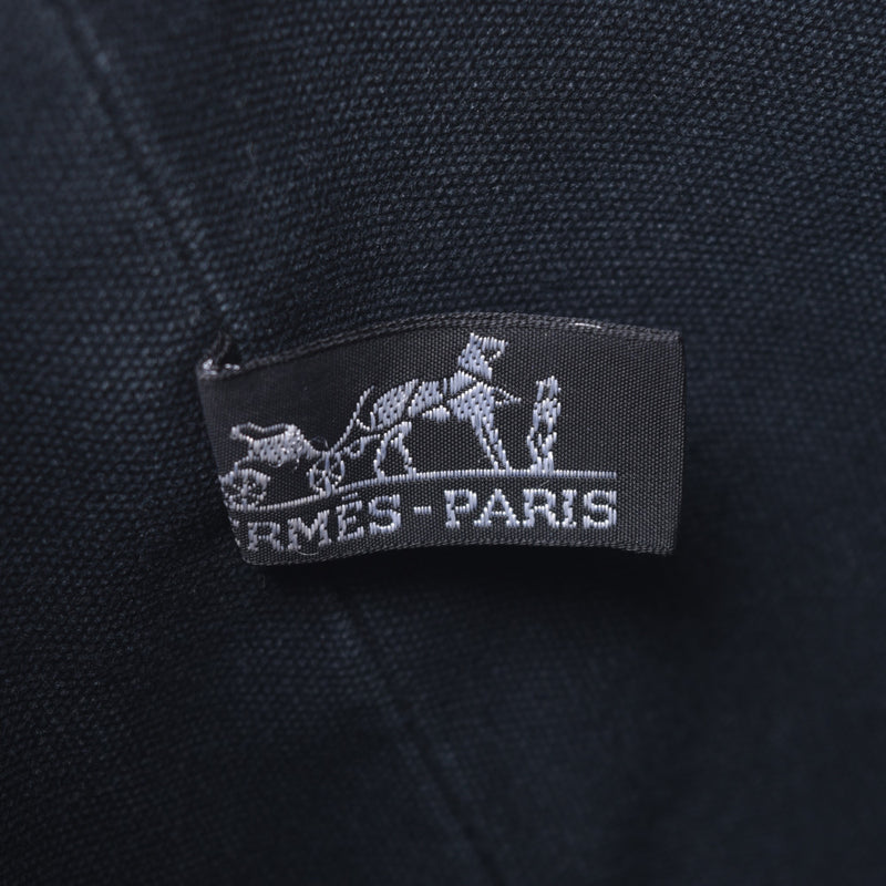 HERMES Hermes poroshone Mille black unisex canvas shoulder bag B-rank used silver