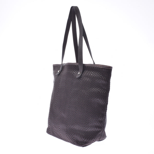 HERMES Hermes Chennai MM tote bag black / dark brown unisex canvas / calf handbag C rank used silver storehouse