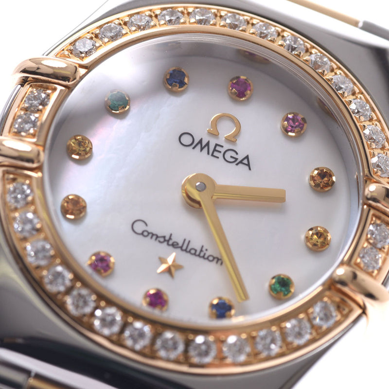 OMEGA Omega Constellation Iris 12P Color Stone Bezel Diamond 1365.79 Ladies SS/YG Watch Quartz Shell Dial A Rank Used Ginzo