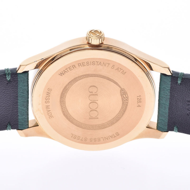 GUCCI Gucci G Timeless Bee Bee 126.4 Men's GP/Leather Watch Quartz Green Dial A Rank Used Ginzo