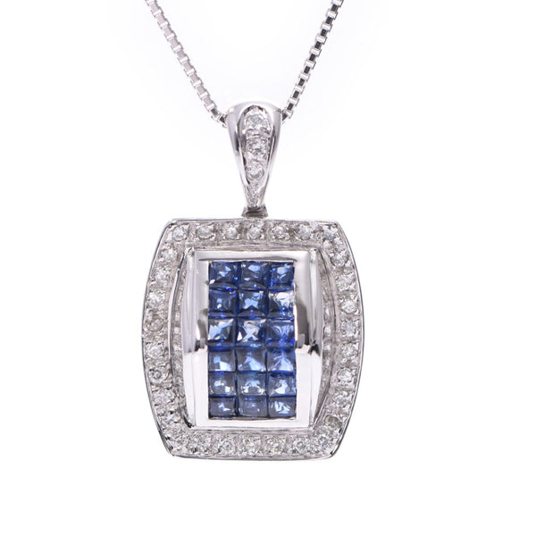 Others Sapphire 1.41ct Diamond 0.37ct Ladies K18WG Necklace A Rank Used Ginzo