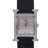 HERMES Hermes Ramsis Bezel Diamond HH1.230 Ladies SS/leather watch, Clock, Quintet, silver character, A rank, used silver.