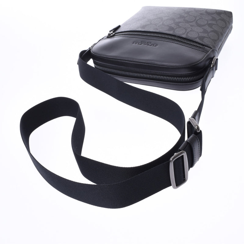 COACH coach signature black unisex PVC X calf shoulder bag-free silver storehouse
