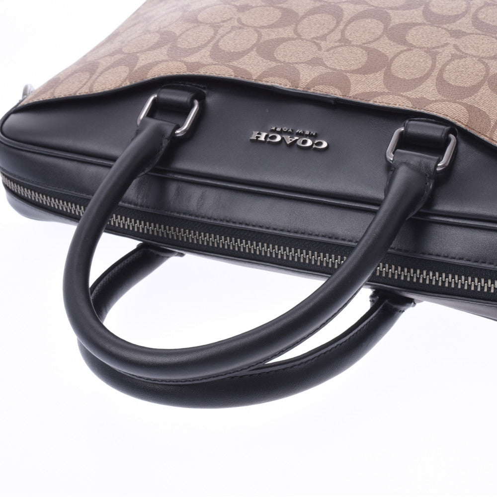 coach ビジネスバッグ コーチシグネチャー 2WAY ブリーフケース 黒×ベージュ メンズ ビジネス