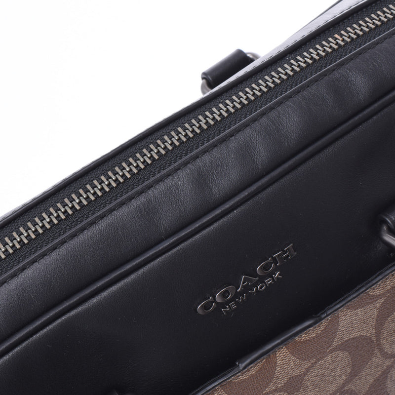 COACH Coach Signature 2WAY Briefcase Black x Beige F72972 Men's PVC x Calf Business Bag Unused Ginzo