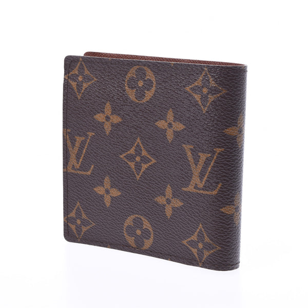 LOUIS VUITTON, Louviton, Port-Fouil, Marco, Brown, M61675, Menz, Monogram, canvas two, fold canvas, wallet, AB, AB, rank used, silver.