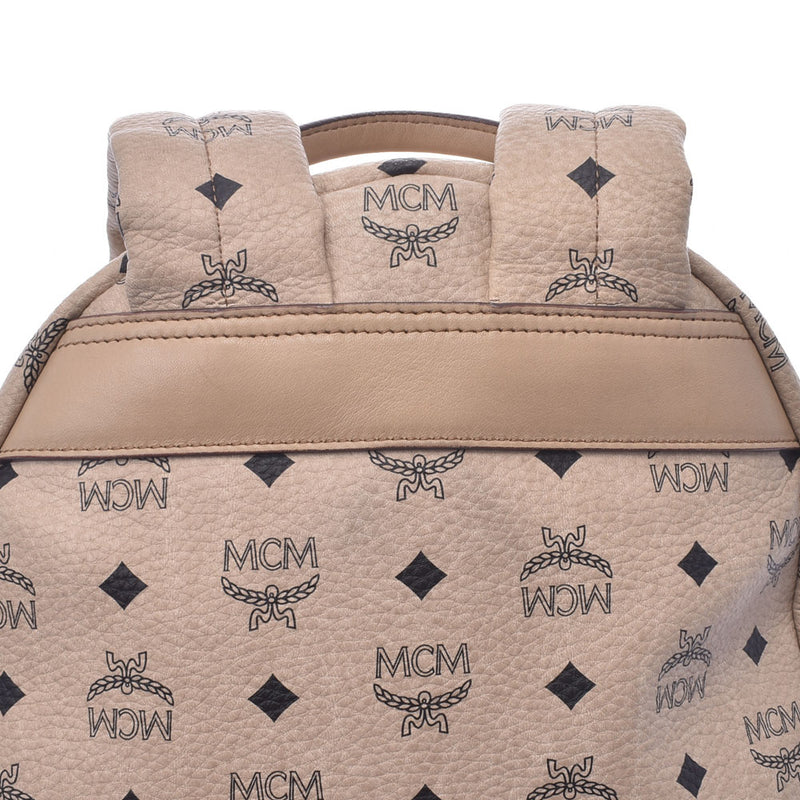 MCM M.C.M Backpack Studs Beige Women's Calf Ruck Daypack B Rank Used Ginzo