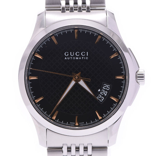 GUCCI Gucci G Timeless 126.4 Men' s SS wristwatch, black-and-white black, A-rank used silver