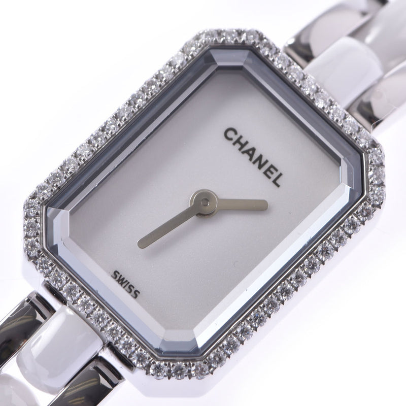CHANEL シャネル プルミエール ベゼルダイヤ H2132 レディース SS/白セラミック 腕時計 クオーツ 白文字盤 ABランク 中古 銀蔵