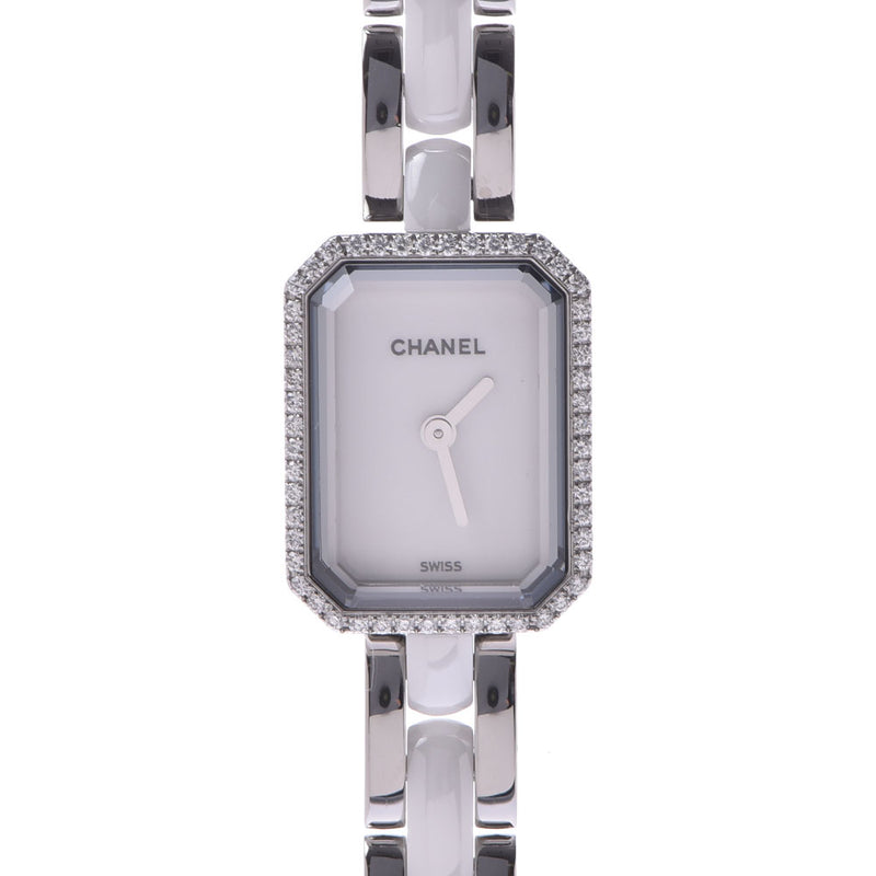 CHANEL Premiere Bezel Diamond H2132女士腕表SS /白色陶瓷腕表石英白色表盘AB等级二手Ginzo