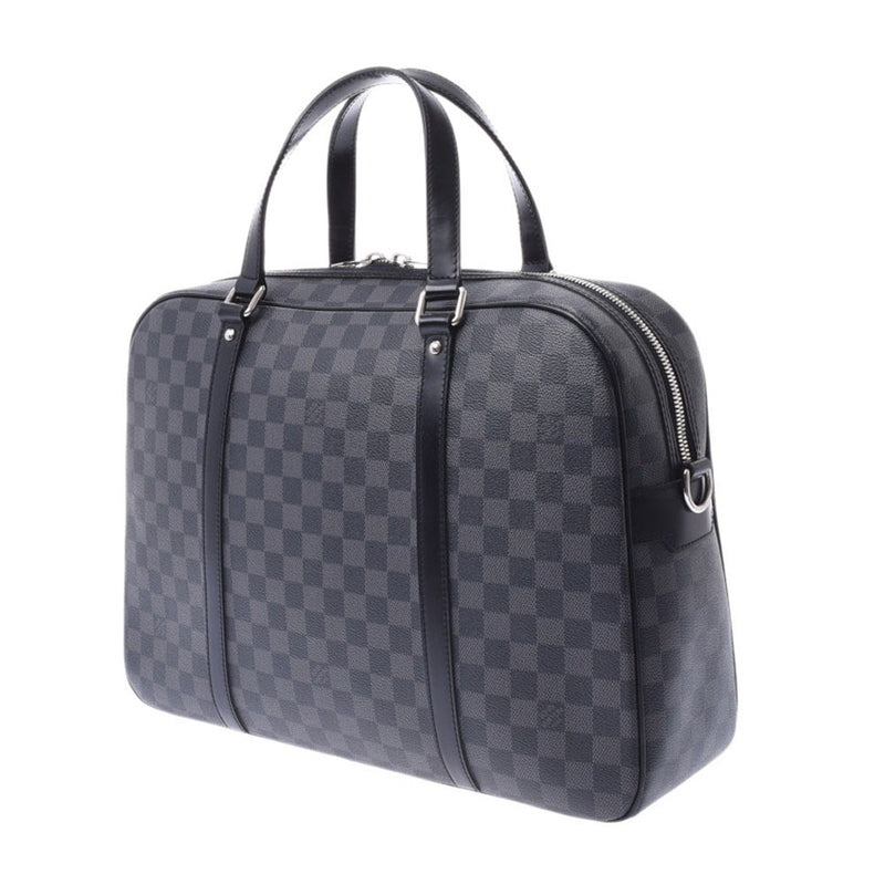 LOUIS VUITTON Louis Vuitton Damier Grafite John Briefcase Black/Grey N48118 Men's Business Bag AB Rank Used Ginzo