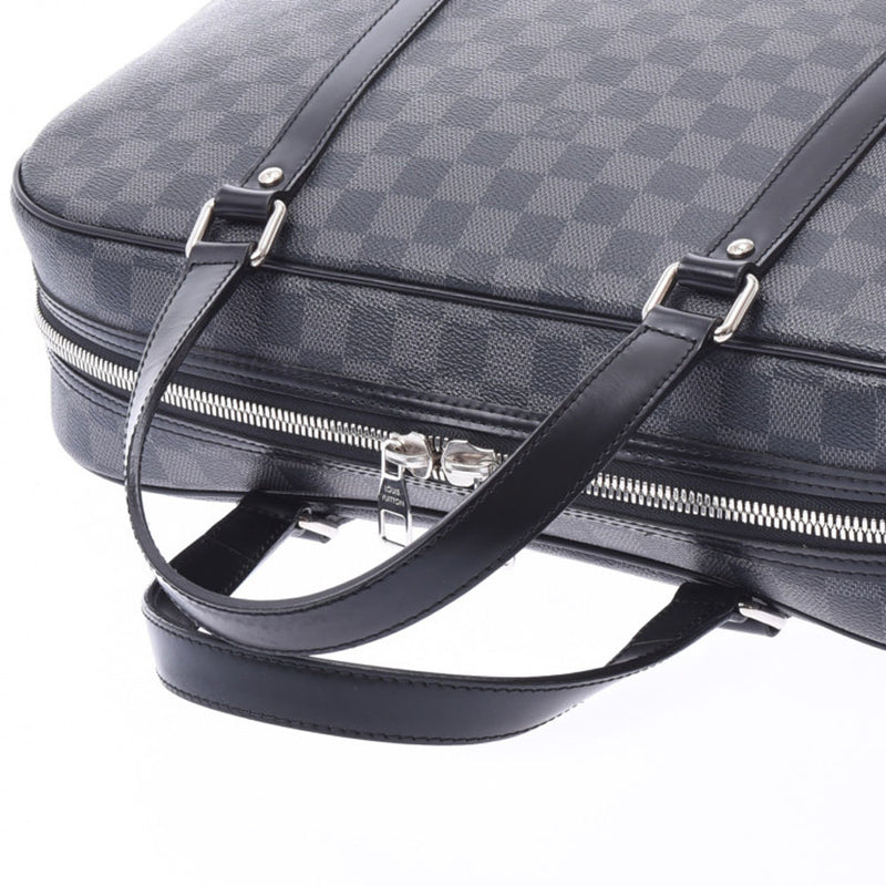 LOUIS VUITTON Louis Vuitton Damier Grafite John Briefcase Black/Grey N48118 Men's Business Bag AB Rank Used Ginzo