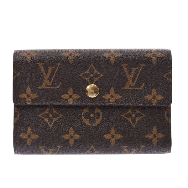 Three LOUIS VUITTON ルイヴィトンモノグラムポルトフォイユアレクサンドラブラウン M60047 unisex monogram canvases fold wallet B rank used silver storehouse