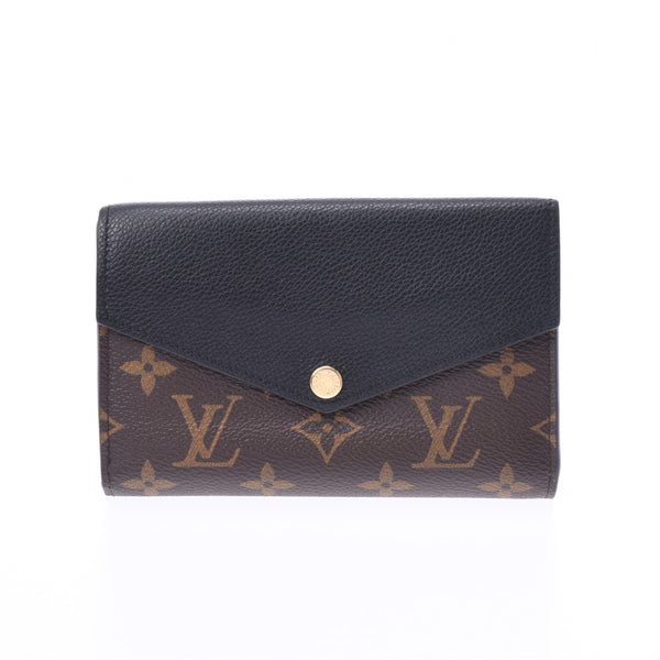 LOUIS VUITTON Louis Vuitton Monogram Portofeuille Palas Compact Noir (Black) M60990 Unisex Monogram Canvas Leather Bi-fold Wallet AB Rank Used Ginzo