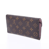 LOUIS VUITTON Louis Vuitton Monogram Portofeuil Josephine Rose Ballerine M41739 Ladies Monogram Canvas Long Wallet Shindo Used Ginzo