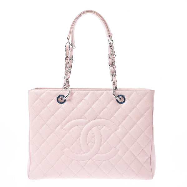 CHANEL シャネル マトラッセ チェーントートバッグ  ピンク シルバー金具 レディース キャビアスキン トートバッグ Aランク 中古 銀蔵