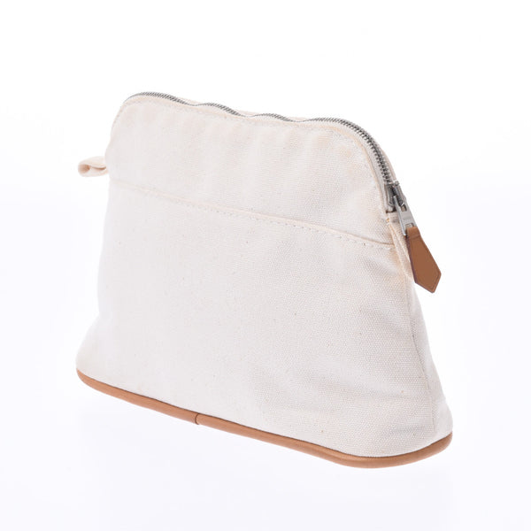 HERMES Bored Pouch 20 White Unisex Canvas Pouch B Rank Used Ginzo