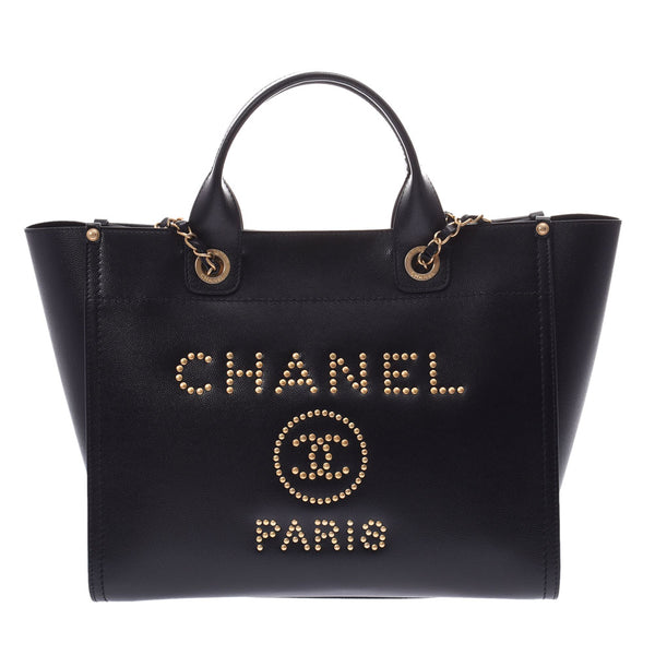 Chanel Deville tote bag black caviar skin 2WAY bag