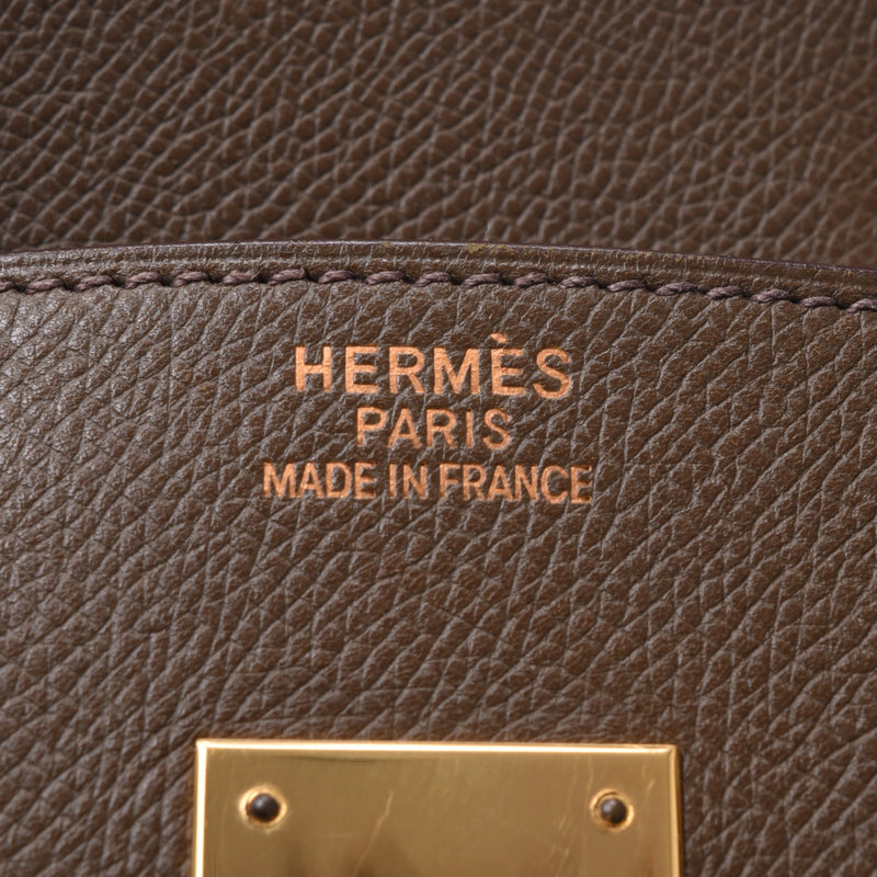 HERMES Birkin 35 khaki gold metal fittings □H stamped (around 2004) Unisex Vow Epson handbag B rank used silver ware