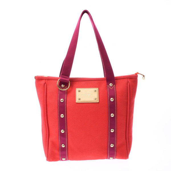 LOUIS VUITTON Louis Vuitton Antigua Cover MM Red M40034 Ladies Cotton Canvas Handbag AB Rank Used Ginzo