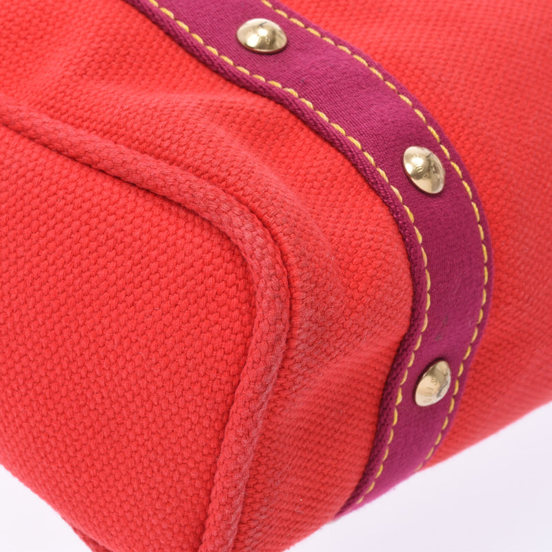 LOUIS VUITTON Louis Vuitton Antigua Cover MM Red M40034 Ladies Cotton Canvas Handbag AB Rank Used Ginzo