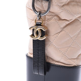 CHANEL Chanel Gabriel do Chanel 2WAY bag beige black Lady's calf handbag A rank used silver storehouse