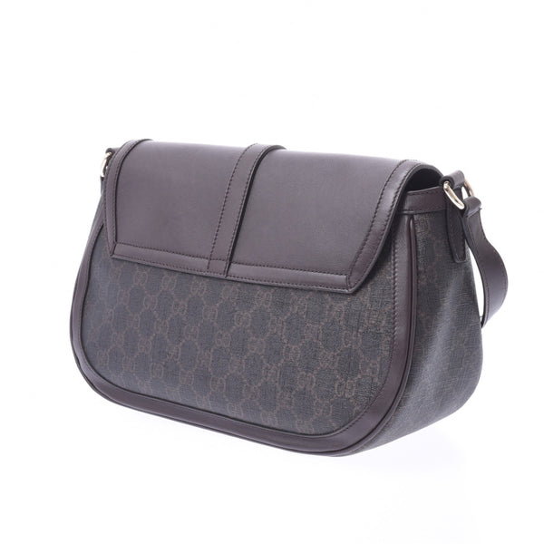 GUCCI Gucci GG Pattern Dark Brown 336748 Unisex PVC/Calf Shoulder Bag A Rank Used Ginzo