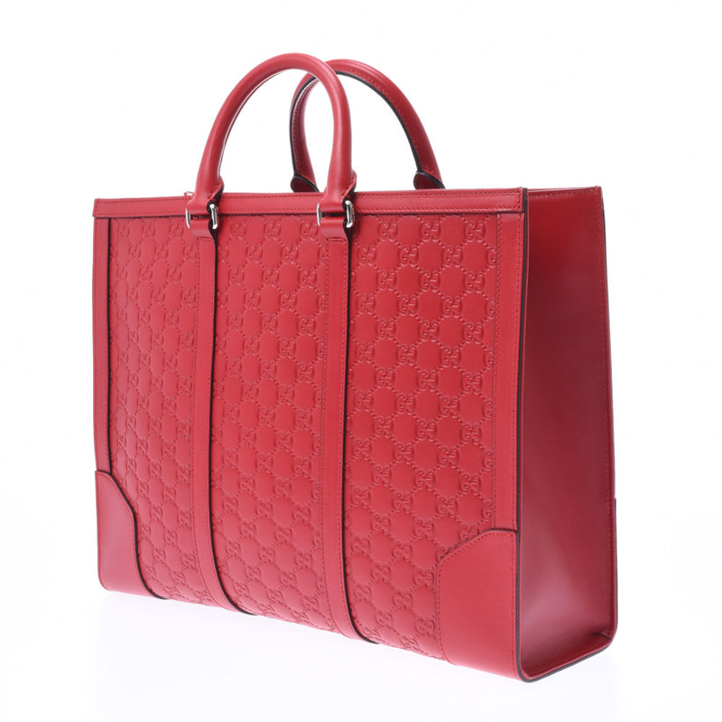 Gucci Gucci Shima GG Pattern 2WAY Business Bag Red Silver Metal