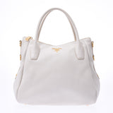 PRADA Prada handbag white Lady's calf 2WAY bag B rank used silver storehouse