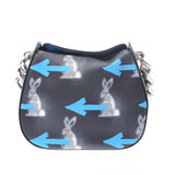 PRADA Prada Chain Handbag Rabbit x Arrow Motif Black/Blue Ladies Calf Handbag A Rank Used Ginzo