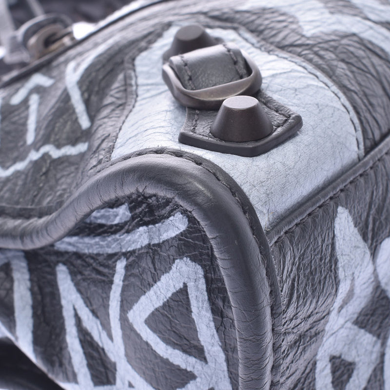 BALENCIAGA Graffiti Mini City Gray Ladies Calf 2WAY Bag A Rank Used Ginzo