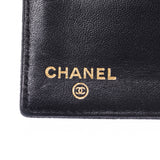 CHANEL Chanel pouch here mark black lady's caviar skin long wallet AB rank used silver storehouse