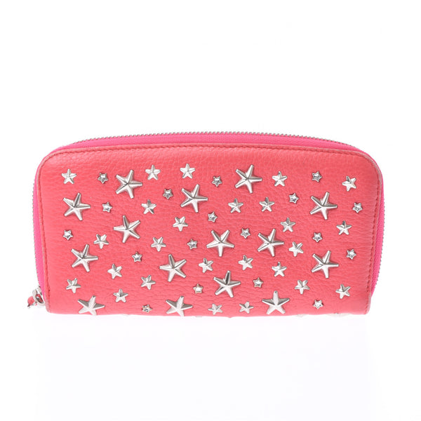 Jimmy Choo Jimmy Choo firefly round Zip Wallet Purse studs pink Unisex calf Wallet