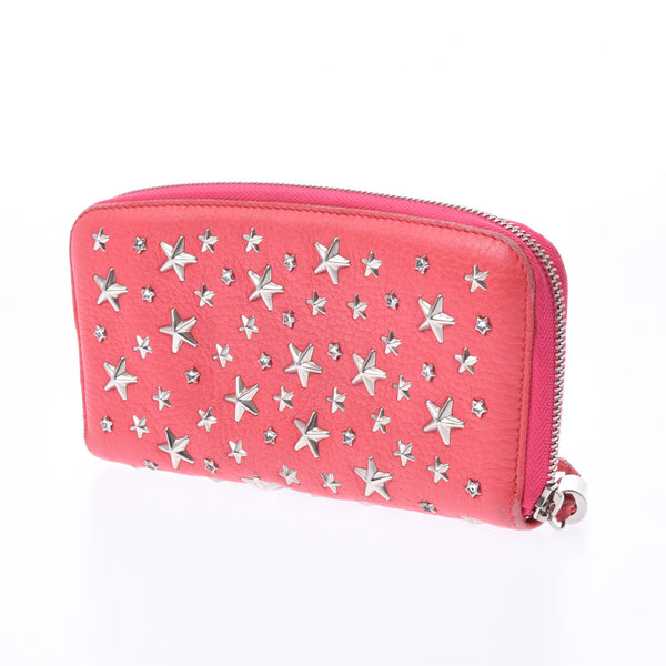 Jimmy Choo Jimmy Choo firefly round Zip Wallet Purse studs pink Unisex calf Wallet