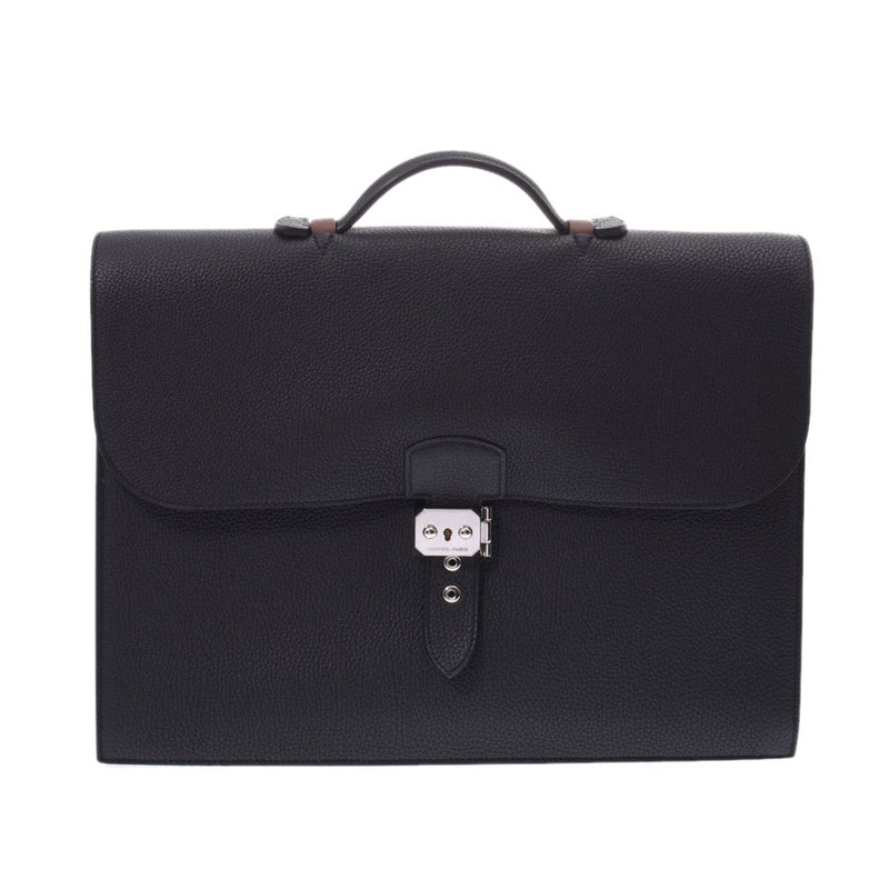 HERMES Else Sackle Depth, 38, briefcase, black, and palladium, T, T-T, T-T, 2015, Business Bugs, Menz, Business Bag A, A-Rank, used silver storehouse.