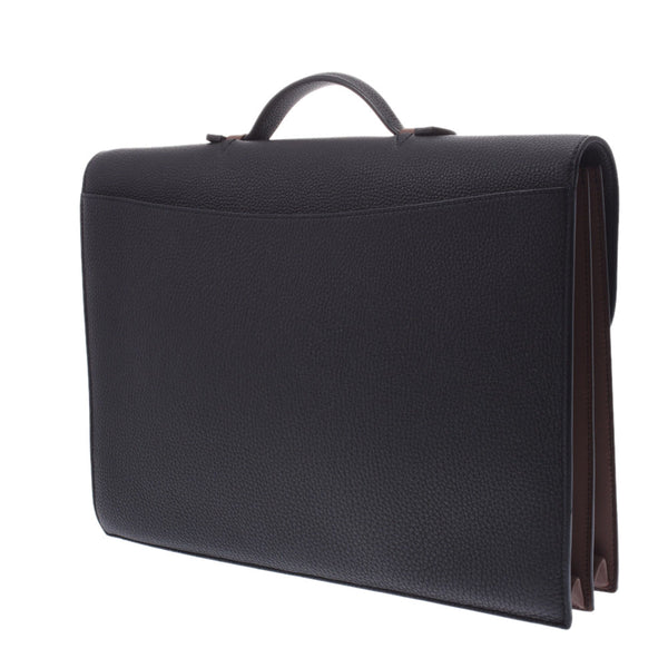 HERMES Else Sackle Depth, 38, briefcase, black, and palladium, T, T-T, T-T, 2015, Business Bugs, Menz, Business Bag A, A-Rank, used silver storehouse.