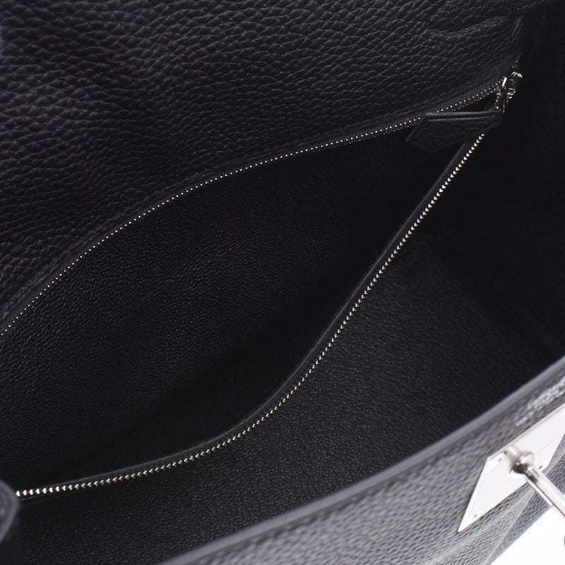 HERMES爱马仕凯利28内缝线2WAY袋黑色钯金属配件C刻（2018左右）女士多哥手提包Shindo用过的Ginzo