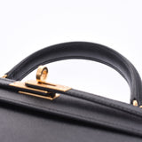 HERMES Hermes Kelly 25 outer sewn 2WAY bag black gold metal fitting D engraved (around 2019) Ladies Vow Epson handbag new silver store