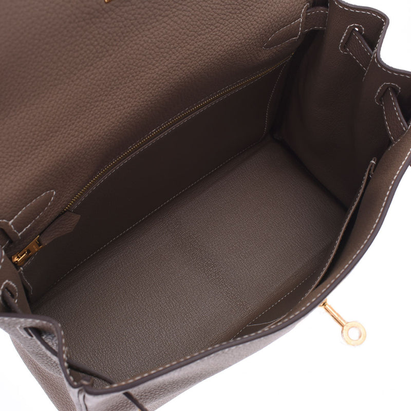 HERMES爱马仕凯利28内缝线2WAY袋Etup金色金属配件刻花（约2017年）女士多哥手提包未使用的Ginzo
