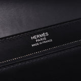 HERMES Hermes pochette jet black silver metal fittings □L engraved (around 2008) Unisex BOX calf clutch bag A rank used Ginzo