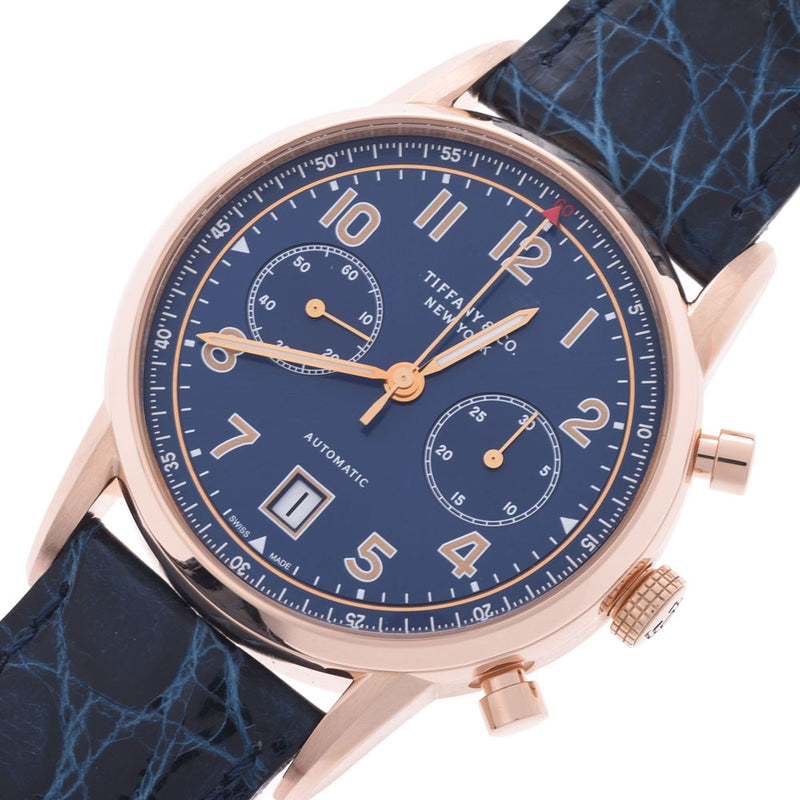 Tiffany & Co Tiffany CT60 boys pg / leather watch automatic blue dial