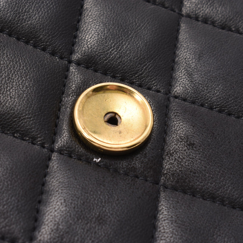 CHANEL Mattelasse chain shoulder bag push lock black gold metal fittings ladies lambskin shoulder bag B rank used Ginzo